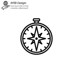 compass icon thin line, linear, outline. Simple sign, logo. 