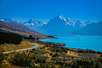 Mount Cook & Lake Pukaki view from the Hooker Valley Track, Aoraki Mount Cook N.P, Canterbury, South Island, New Zealand