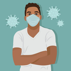 African Man Wearing Mask