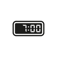 Digital clock icon. Electric alarm clock. Vector. Flat design.