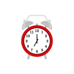 Red alarm clock icon. Vector. Isolated. Flat design.