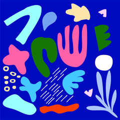 illustration vector EPS Print hand draw painted abstract modern art for wall decoration or postcard cover or textile or background or other