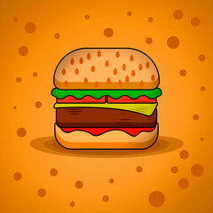 Cheeseburger and background illustration.