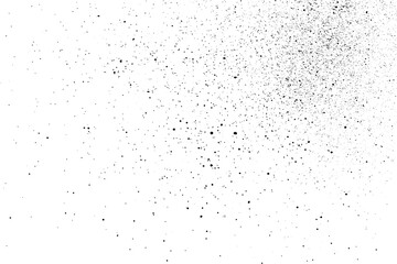 Distressed black texture. Dark grainy texture on white background. Dust overlay textured. Grain noise particles. Rusted white effect. Grunge design elements. Vector illustration, EPS 10.