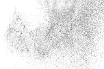 Distressed black texture. Dark grainy texture on white background. Dust overlay textured. Grain noise particles. Rusted white effect. Grunge design elements. Vector illustration, EPS 10.