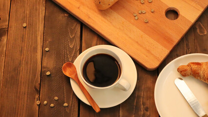 Coffee cup and bread