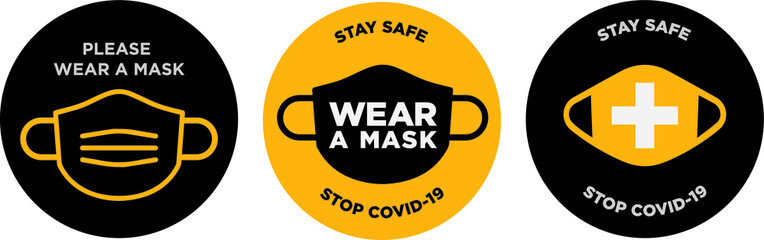 Please wear mask icon vector signage