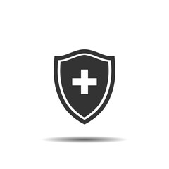 protection concept. Medical Insurance. black and white shield with cross icon. eps10