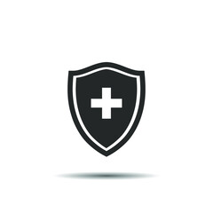 Fototapeta premium protection concept. Medical Insurance. black and white shield with cross icon. eps10