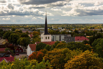Panorama of the Church in Paide, central Estonia. The ancient Catholic Church and the heritage of...