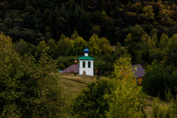 Church in a historical place Izborsk Valley in the Pskov Region