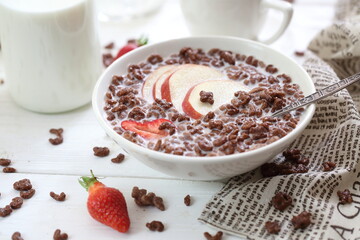 Chocolate balls with milk and fruit