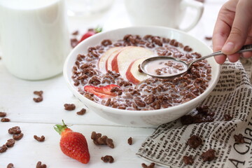Chocolate balls with milk and fruit