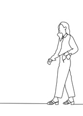 simple drawing line, a women walking