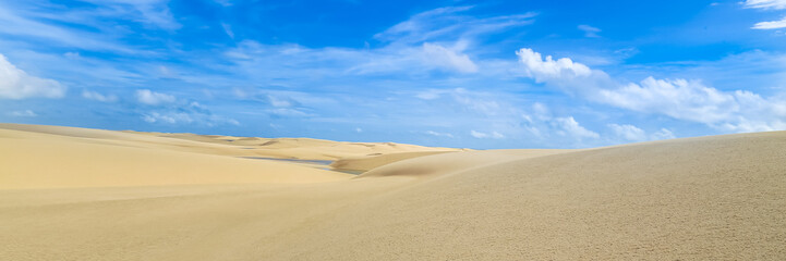 Fototapeta na wymiar Lencois Maranhenses, National Park, Maranhao. Web banner in panoramic view.