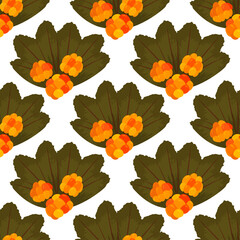 Fresh cloudberry background. Whole forest berries seamless pattern.