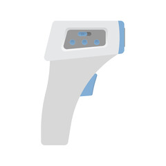 Digital electronic non-contact infrared thermometer. Medical device for measuring the patient's body temperature. Vector stock flat illustration isolated on a white background.