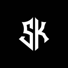 SK monogram logo with a sharp shield style