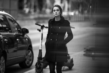 woman on street business portrait model person young beauty walking
