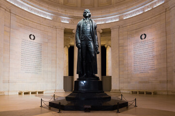 Inside the Thomas Jefferson Monument in Washington DC at night. No people.