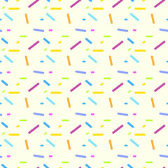 Multicolored seamless pattern with different figures. Vector abstract chaotic texture with geometrical shapes.Design template for wallpaper,fabric,wrapping,textile