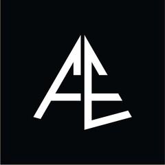 F E white triangle initials with a black background