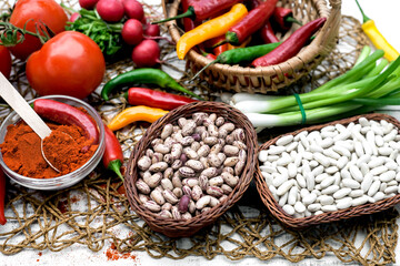 Vegetarian food on the kitchen table