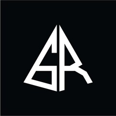 G R white triangle initials with a black background