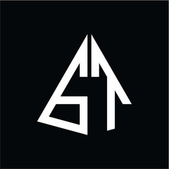 G T white triangle initials with a black background