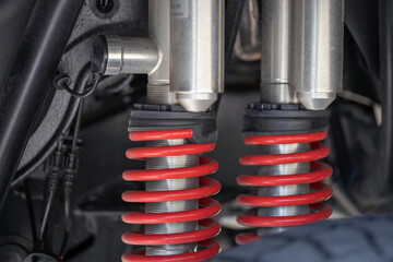 Car shock absorbers close up
