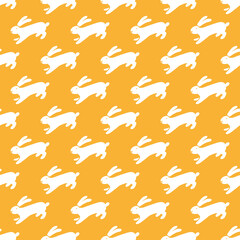 Seamless hand drawn pattern with rabbits.