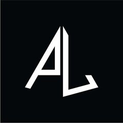 P L white triangle initials with a black background