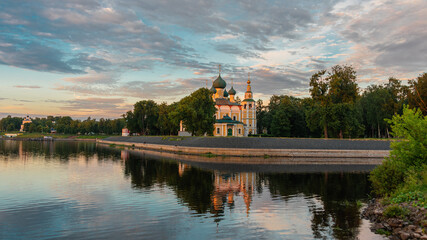 Fototapeta na wymiar Spaso-Preobrazhensky Cathedral in Uglich Kremlin. Town of Uglich, Russia. Golden Ring of Russia.