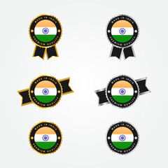 Set Made in India Emblem Badge Labels Illustration Template design