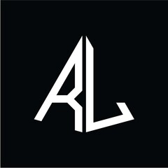 R L white triangle initials with a black background