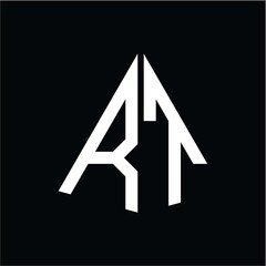 R T white triangle initials with a black background