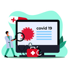 Flat vector illustration virus reaseraching
