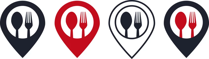 Keuken spatwand met foto Restaurant map pin symbol vector icon © katet