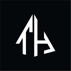 T H white triangle initials with a black background