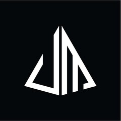 U M white triangle initials with a black background