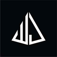 W J white triangle initials with a black background