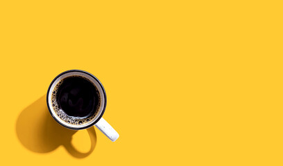 Coffee mug pattern overhead view - flat lay