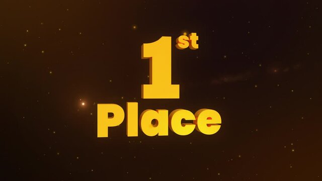 Golden 1st place winner celebration with confetti and flashes glowing shimmering particles. Orange / gold lights blinking. Seamless loop 4k animation.