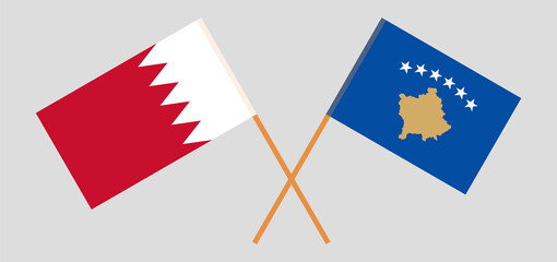Crossed flags of Kosovo and Bahrain