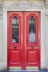 Paris red door architecture buildings 