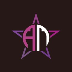 A N initials circle with stars and black background