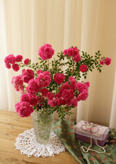summer morning with the scent of roses and tea with milk