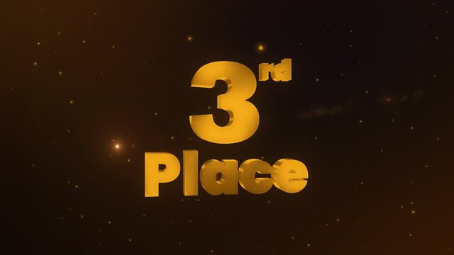 3rd place bronze winner - shining celebration with confetti and flashes glowing shimmering particles. Orange / gold lights flashes blinking. Seamless loop 4k animation.