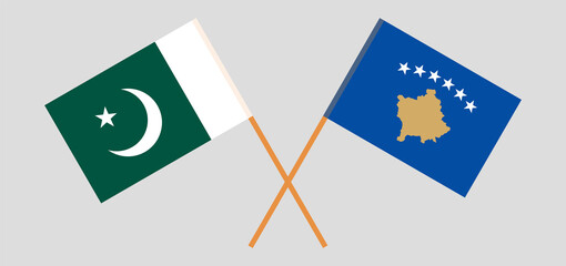 Crossed flags of Kosovo and Pakistan