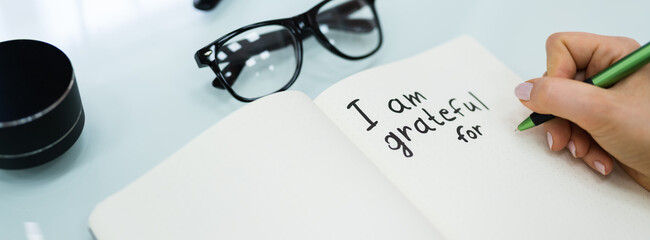 Gratitude Journal Concept. Writing I Grateful